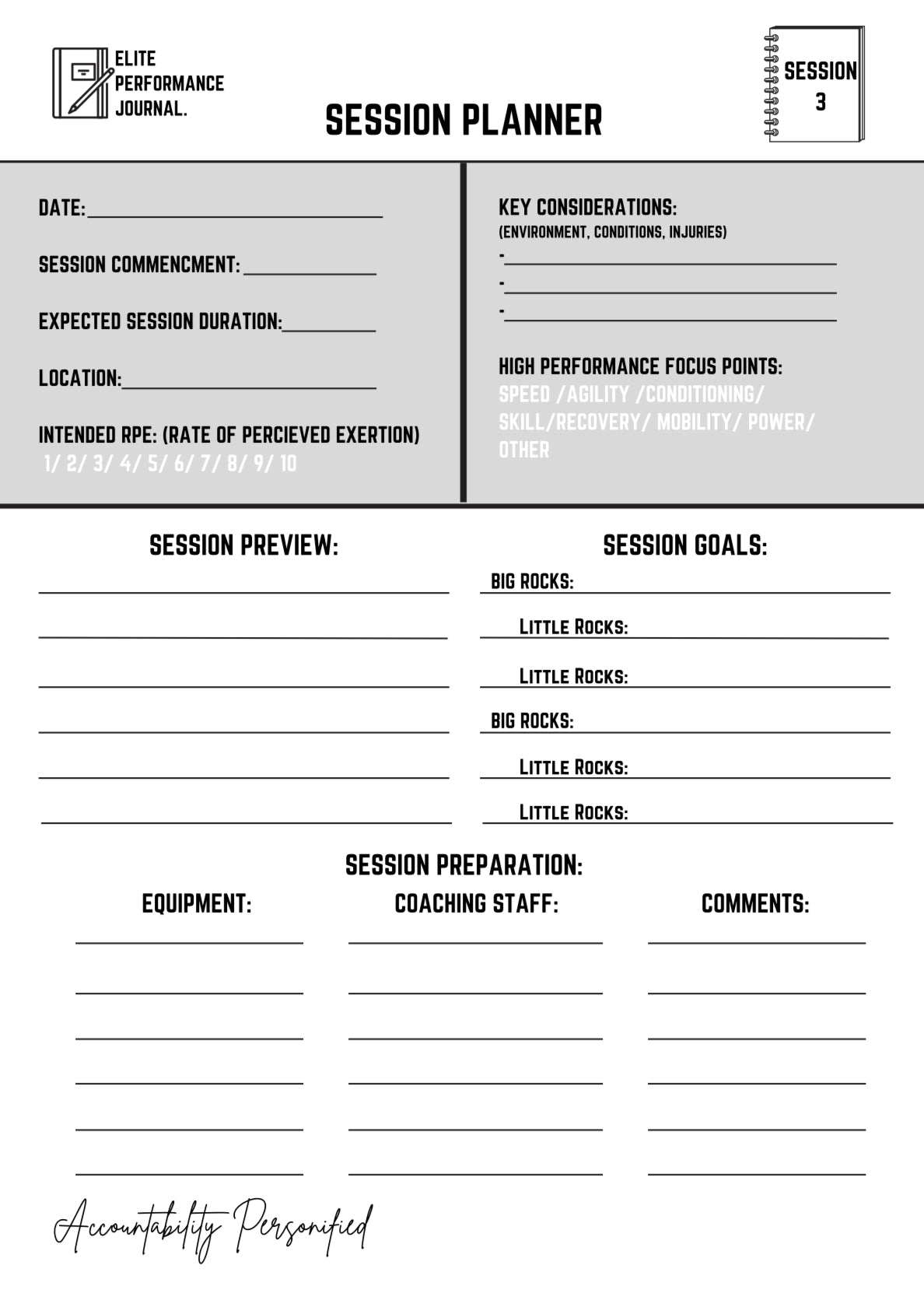 Elite Performance Journal: Coaches Notepad